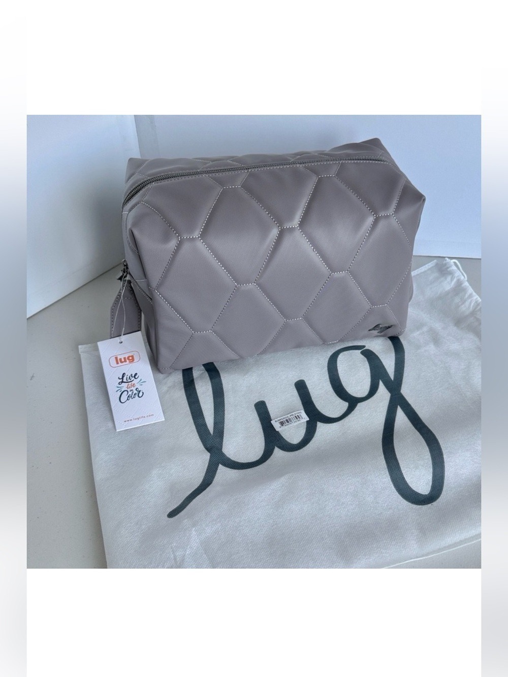 Bumper Satin Luxe Vegan Leather Cosmetic Case Pearl
